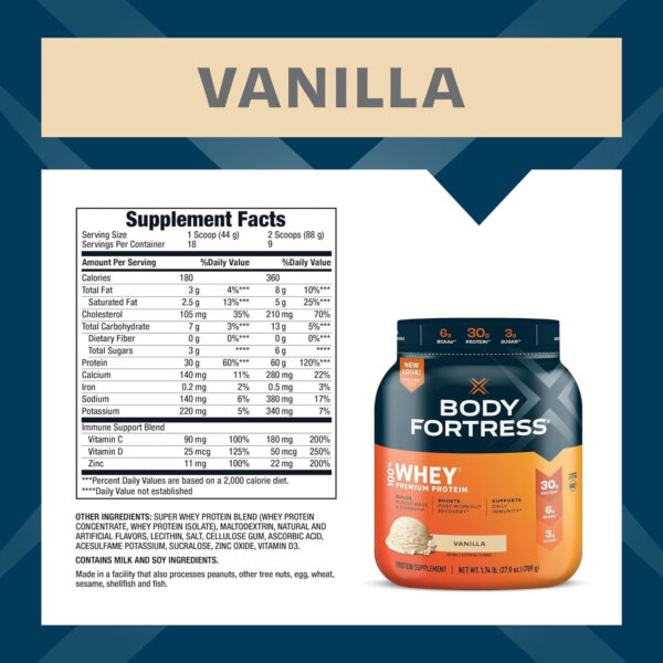 Body Fortress 100% Whey, Premium Protein Powder, Chocolate, 1.78lbs