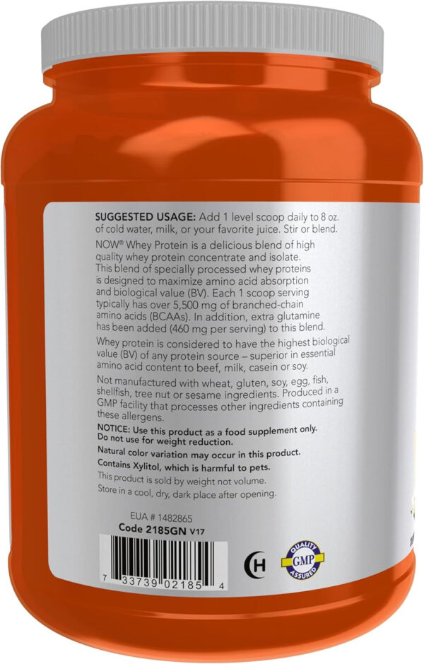 NOW Sports Nutrition, Whey Protein, 26 g With BCAAs, Creamy Vanilla Powder, 6-Pound