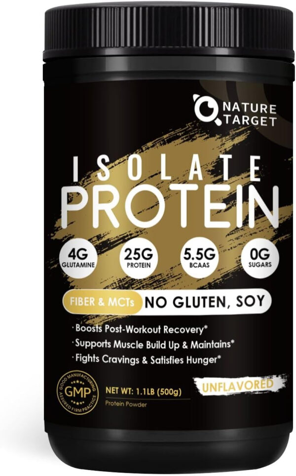 68947116259fc8fd6fa115f04561eba41da3ab7226249bd7facf2.jpg NATURE TARGET Whey Protein Powder, Unflavored - Whey Protein Isolate, 25g Protein Sugar-Free, 1.1lb