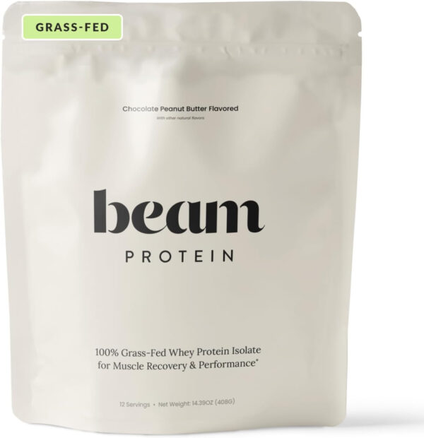 6894713d7bd0913bcbec277ac7df9b94162b2601f31931e7e8e82.jpg Beam Grass Fed Whey Protein Powder – Chocolate Peanut Butter, 12 Servings, 22g Protein Per Serving, Clean Whey Isolate & Concentrate, Low Carb, Paleo Friendly, GMO Free, Gluten Free, 3rd Party Tested