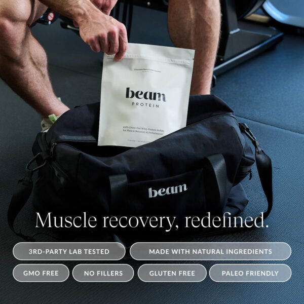 689471446fba25d54a835504d1537125d018e0a0e4cff6adaf61e.jpg Beam Grass Fed Whey Protein Powder – Chocolate Peanut Butter, 12 Servings, 22g Protein Per Serving, Clean Whey Isolate & Concentrate, Low Carb, Paleo Friendly, GMO Free, Gluten Free, 3rd Party Tested