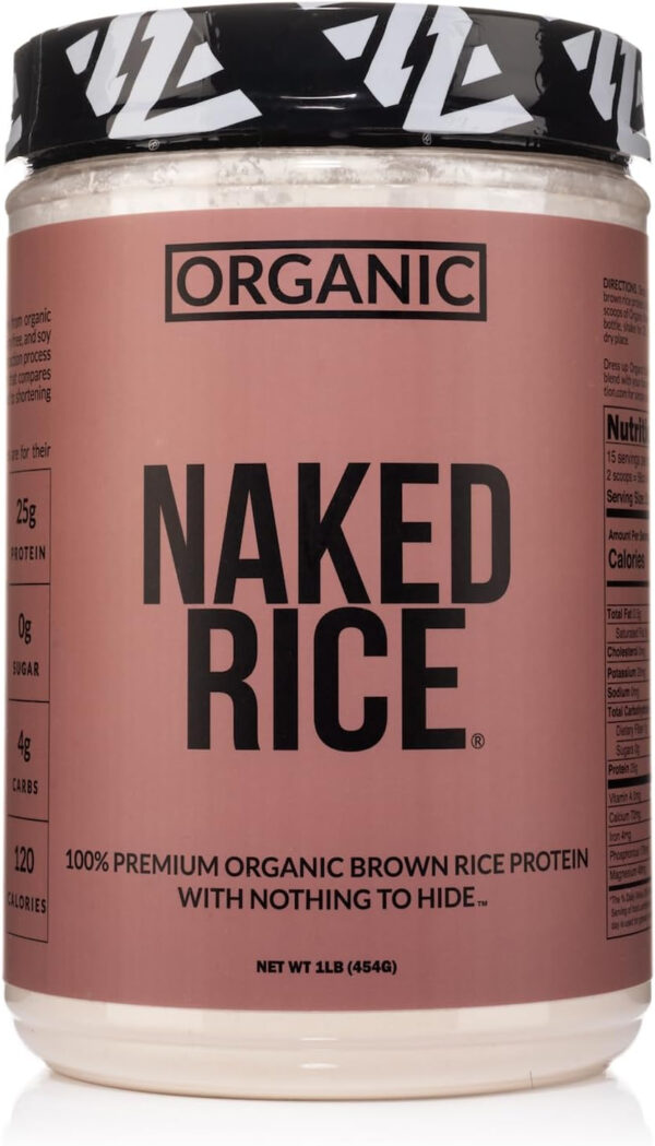 NAKED Rice 1Lb - Organic Brown Rice Protein Powder - Vegan Protein Powder, GMO Free, Gluten Free & Soy Free. Plant-Based Protein, No Artificial Ingredients - 15 Servings