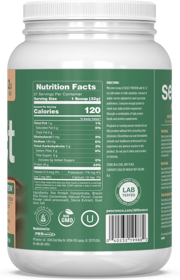 689480b5c78938c6f045594596d7a7b02353ab56b50cb9d2c9cca.jpg PEScience Select Vegan Protein Powder, Plant Based with Amazing Taste, Smooth Texture, Pea Protein Brown Rice Blend, Dairy Free, Gluten Free, Soy Free, 5 Servings, Chocolate Bliss