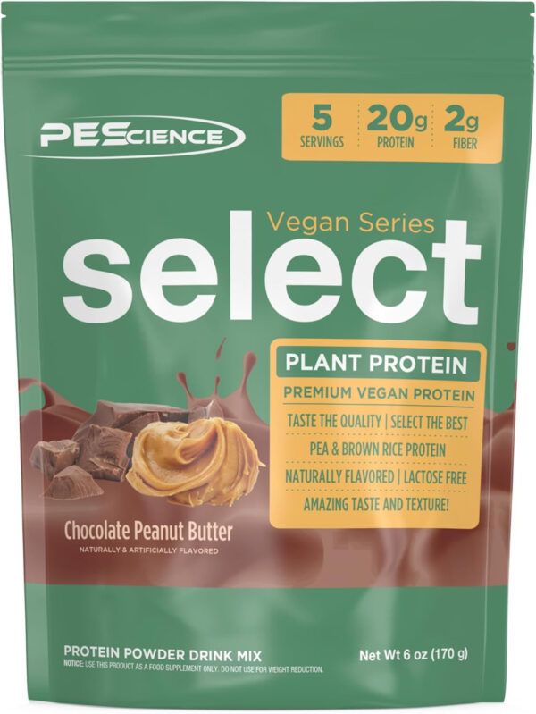 689480b88261f9450ce2ebcf1d20de5a30e9bb8595cd5eefbd607.jpg PEScience Select Vegan Protein Powder, Plant Based with Amazing Taste, Smooth Texture, Pea Protein Brown Rice Blend, Dairy Free, Gluten Free, Soy Free, 5 Servings, Chocolate Bliss