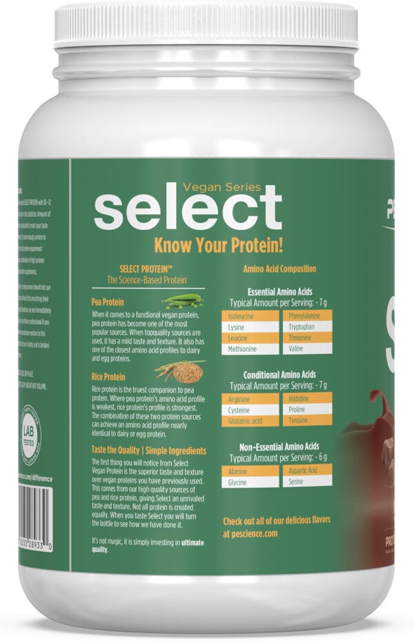 689480c9e5fdeaa8a066f81565bb3f0de7ed88a12276885c309c3.jpg PEScience Select Vegan Protein Powder, Plant Based with Amazing Taste, Smooth Texture, Pea Protein Brown Rice Blend, Dairy Free, Gluten Free, Soy Free, 5 Servings, Chocolate Bliss