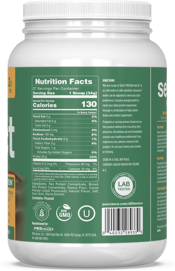 689480cb4bb296cc66b16fba8fe95c26dfcab2fa0a71f1add7210.jpg PEScience Select Vegan Protein Powder, Plant Based with Amazing Taste, Smooth Texture, Pea Protein Brown Rice Blend, Dairy Free, Gluten Free, Soy Free, 5 Servings, Chocolate Bliss