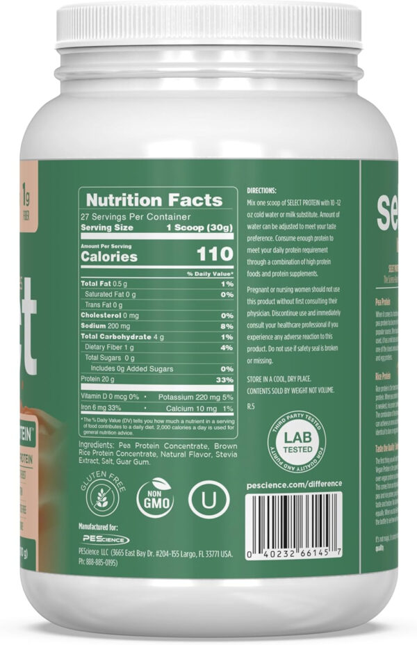 689480e0053b75c8cf278028620a8e8f9a35797c9fb5828d419c4.jpg PEScience Select Vegan Protein Powder, Plant Based with Amazing Taste, Smooth Texture, Pea Protein Brown Rice Blend, Dairy Free, Gluten Free, Soy Free, 5 Servings, Chocolate Bliss