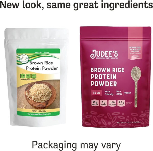 Judee’s Brown Rice Protein Powder (80% Protein) 1.5 lb - Non-GMO Sprouted - Keto-Friendly, Dairy, Gluten & Soy-Free - Plant-Based