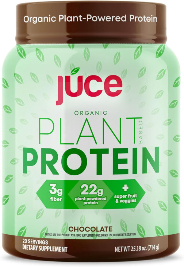 Juce Organic Plant-Based Protein Powder – Vanilla | Premium Organic Protein Blend, Brown Rice, & Pumpkin Proteins | Superfood & Antioxidant Rich with Kale, Spinach, Blueberry - By Terra Kai Organics