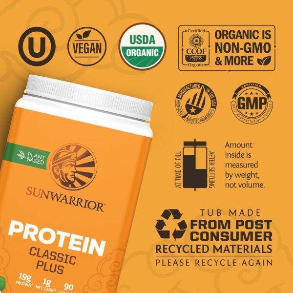 Brown Rice Protein Powder with Bcaa & Amino Acids Raw Rice Protein Shake Gluten Free Low Carb Dairy Free | Plant Based Classic Sprouted Brown Rice Protein Powder Natural 375g by Sunwarrior