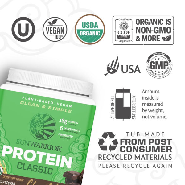 Brown Rice Protein Powder with Bcaa & Amino Acids Raw Rice Protein Shake Gluten Free Low Carb Dairy Free | Plant Based Classic Sprouted Brown Rice Protein Powder Natural 375g by Sunwarrior