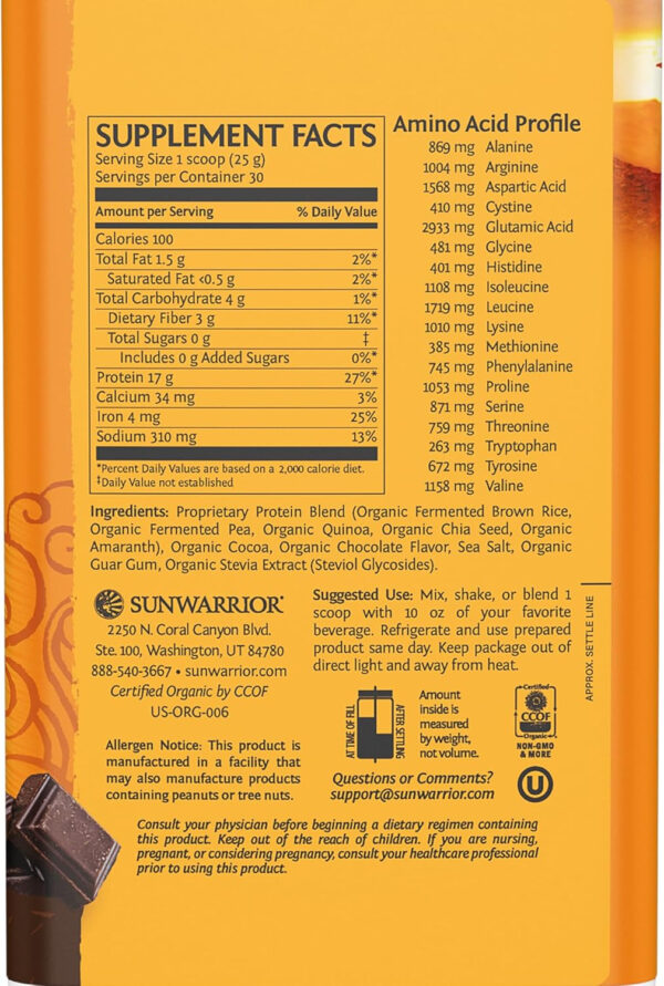 Brown Rice Protein Powder with Bcaa & Amino Acids Raw Rice Protein Shake Gluten Free Low Carb Dairy Free | Plant Based Classic Sprouted Brown Rice Protein Powder Natural 375g by Sunwarrior