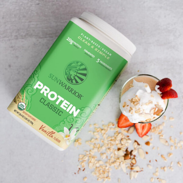 Brown Rice Protein Powder with Bcaa & Amino Acids Raw Rice Protein Shake Gluten Free Low Carb Dairy Free | Plant Based Classic Sprouted Brown Rice Protein Powder Natural 375g by Sunwarrior