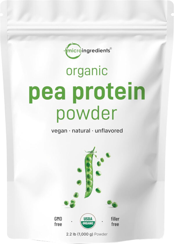 Micro Ingredients North American Grown, Pea Protein Powder, 5 Pounds | Plant Based, Unflavored | Complete Vegan Protein Source – 27g Serving | Rich in BCAAs & EAAs | Non-GMO, Keto Friendly