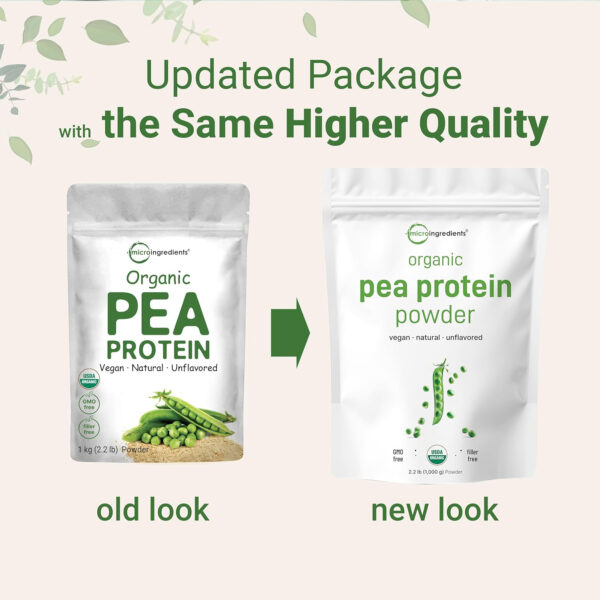 Micro Ingredients North American Grown, Pea Protein Powder, 5 Pounds | Plant Based, Unflavored | Complete Vegan Protein Source – 27g Serving | Rich in BCAAs & EAAs | Non-GMO, Keto Friendly