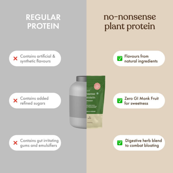 No-Nonsense Plant Protein, 21g Organic Brown Rice & Pea Isolate, Plant Based, Vegan, Gluten/Dairy Free, Sugar Free, Vanilla Latte, 1.1lb (1pk, 13 Servings)