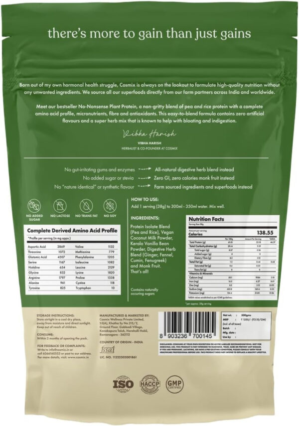 No-Nonsense Plant Protein, 21g Organic Brown Rice & Pea Isolate, Plant Based, Vegan, Gluten/Dairy Free, Sugar Free, Vanilla Latte, 1.1lb (1pk, 13 Servings)