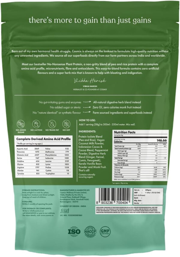 No-Nonsense Plant Protein, 21g Organic Brown Rice & Pea Isolate, Plant Based, Vegan, Gluten/Dairy Free, Sugar Free, Vanilla Latte, 1.1lb (1pk, 13 Servings)
