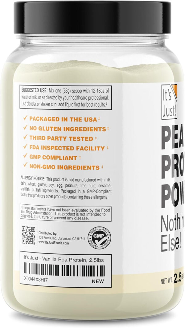 It's Just! - 100% Pea Protein, Vegan Plant Based, Grown in Canada, Premium Quality, Smooth Texture, Non-GMO, Gluten Free, Keto Friendly (1.5 Pound, Unflavored)