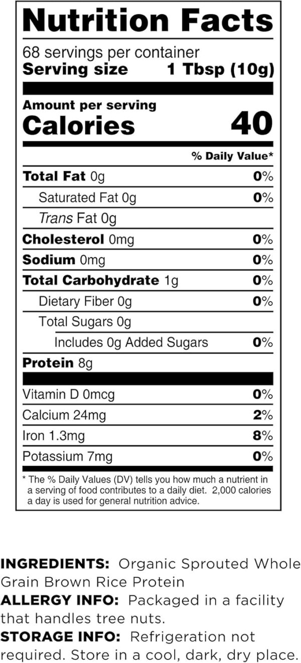 689483d599df0c5e616f182cf70e94858c28019db4a4c40536925.jpg Terrasoul Superfoods Organic Sprouted Brown Rice Protein Powder, 1.5 Pounds