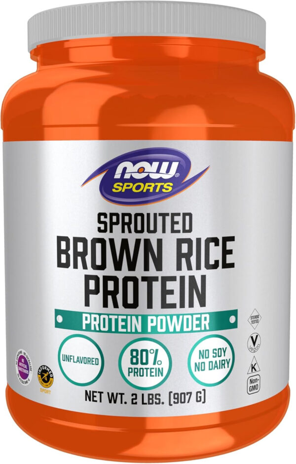 689483ec621645c55643dfd399956cbdd099b0ea1586483518241.jpg NOW Foods Sports Nutrition, Sprouted Brown Rice Protein, 80% Protein, Unflavored Powder, 2-Pound