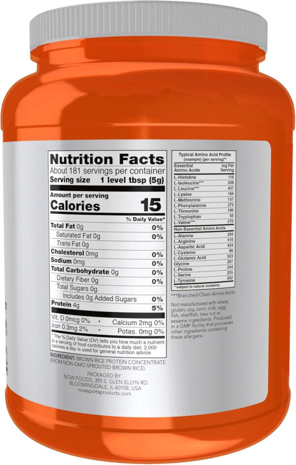 689483edbf269ef9185b4af0a0a733da61709d4e285e1a9de99c8.jpg NOW Foods Sports Nutrition, Sprouted Brown Rice Protein, 80% Protein, Unflavored Powder, 2-Pound