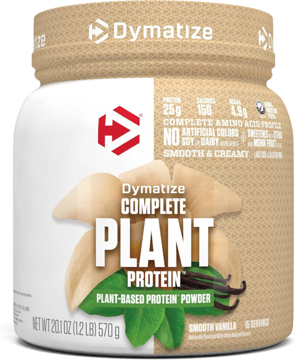 68948409aa48d9a5f18fa89c0b20db69cb5fa3b35021ebde09a5f.jpg Dymatize Vegan Plant Protein, Smooth Vanilla, 25g Protein, 4.8g BCAAs, Complete Amino Acid Profile, 15 Servings