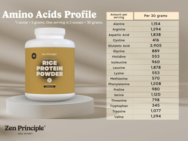 6894844164ee4d88abf83ec2c3844f743c8138683e2eed8fa0b41.jpg Zen Principle Organic Brown Rice Protein 6 LB. USDA Certified Organic. Unflavored. Non-GMO. Vegan.