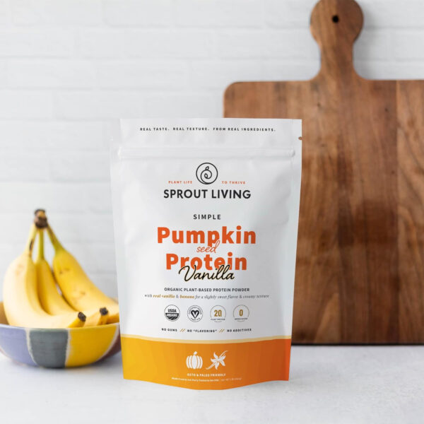 Sprout Living Organic Pea Protein Powder, Unflavored, 20 Grams of Plant Based Organic Protein Powder Without Artificial Sweeteners, Non Dairy, Non-GMO, Vegan, Gluten Free (1 Pound, 19 Servings)