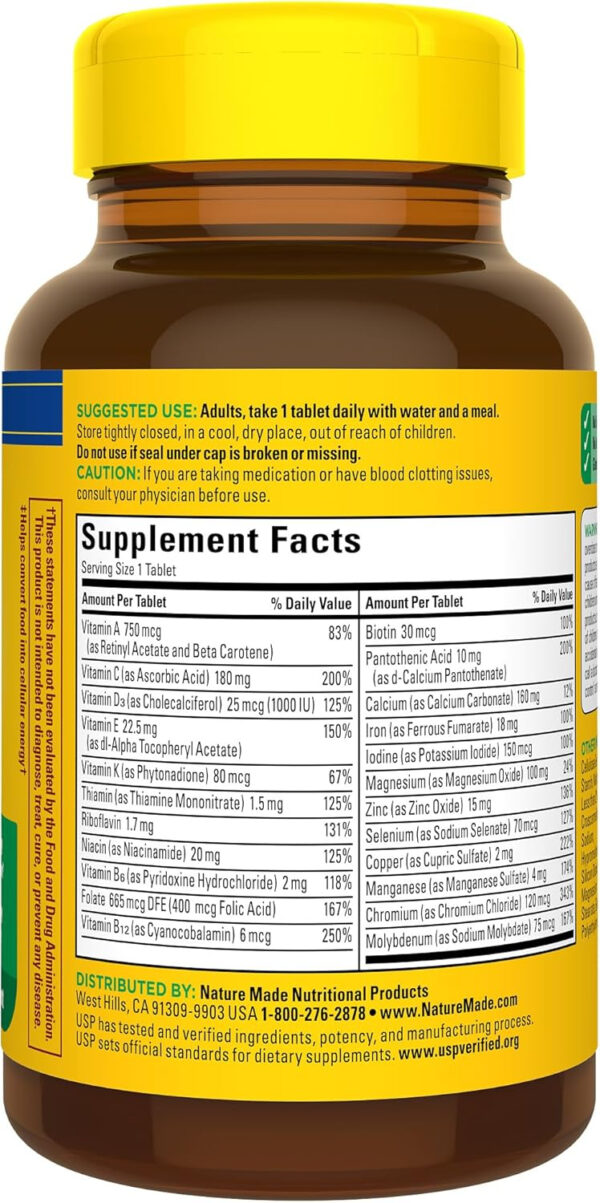 Nature Made Multivitamin Tablets with Iron, Multivitamin for Women and Men for Daily Nutritional Support, Nature Made Multi Vitamins for Adults, 130 Tablets, 130 Day Supply