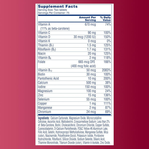 6894864adfa3759e6ca78fd3aadacad3e981efe716675f99fc10c.jpg One A Day Proactive 65+, Mens & Womens Multivitamin, Supplement with Vitamin A, C, D, and Zinc to Support Bone Health & Cell Health, Calcium, Folic Acid, Tablet 150 Count