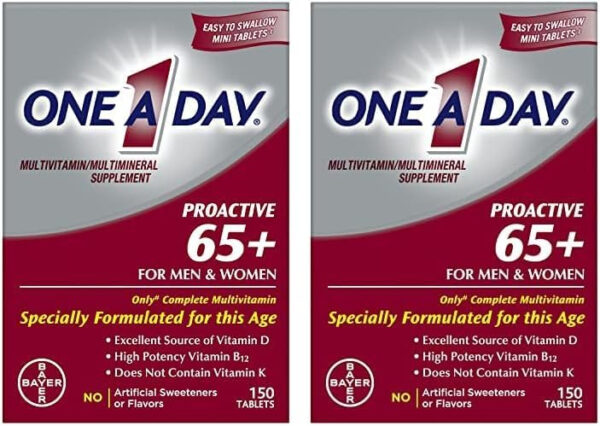 6894864d866569e73dbdc4029afca9fc9ec9540d41ca7cdef7bb9.jpg One A Day Proactive 65+, Mens & Womens Multivitamin, Supplement with Vitamin A, C, D, and Zinc to Support Bone Health & Cell Health, Calcium, Folic Acid, Tablet 150 Count
