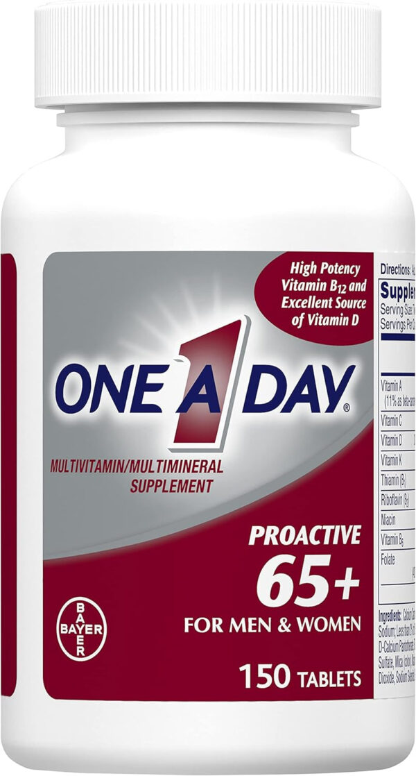 68948652dc84d7612012840b8972a78e28aaecfbe3b89e2f67135.jpg One A Day Proactive 65+, Mens & Womens Multivitamin, Supplement with Vitamin A, C, D, and Zinc to Support Bone Health & Cell Health, Calcium, Folic Acid, Tablet 150 Count
