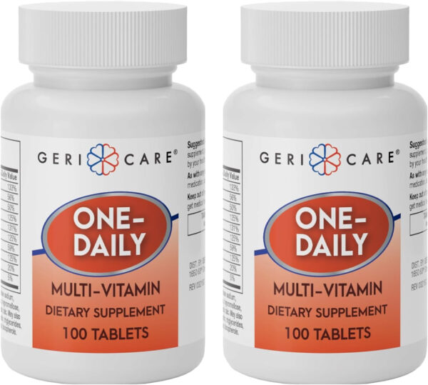One-Daily Multi-Vitamin Tablet, 200 Count by GeriCare| Adult Multivitamin Supplement for Men & Women | Easy-to-Take Dietary Supplement with Vitamins A, C, D3, B, Calcium| Vitamin & Mineral Complex