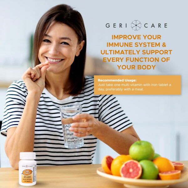 One-Daily Multivitamins with Minerals for Men & Women (100 Tablets) by GeriCare| High-Potency Multi-Vitamin & Multimineral Dietary Supplement for Immunity, Energy| Complete Daily Nutritional Support