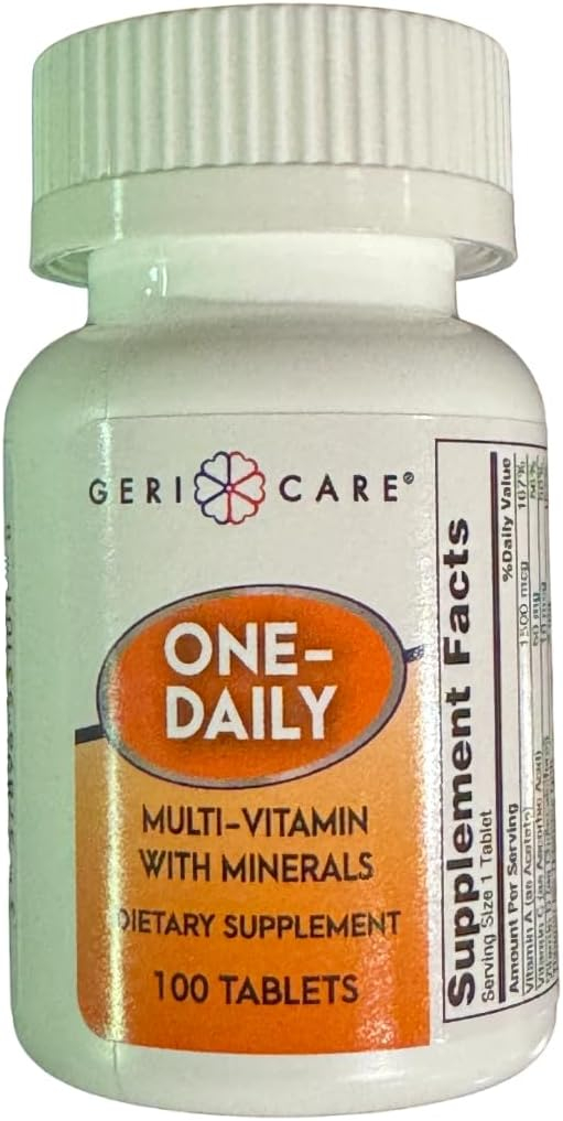 One-Daily Multivitamins with Minerals for Men & Women (100 Tablets) by GeriCare| High-Potency Multi-Vitamin & Multimineral Dietary Supplement for Immunity, Energy| Complete Daily Nutritional Support