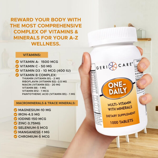 One-Daily Multivitamins with Minerals for Men & Women (100 Tablets) by GeriCare| High-Potency Multi-Vitamin & Multimineral Dietary Supplement for Immunity, Energy| Complete Daily Nutritional Support
