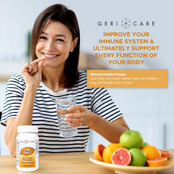 One-Daily Multivitamins with Minerals for Men & Women (100 Tablets) by GeriCare| High-Potency Multi-Vitamin & Multimineral Dietary Supplement for Immunity, Energy| Complete Daily Nutritional Support