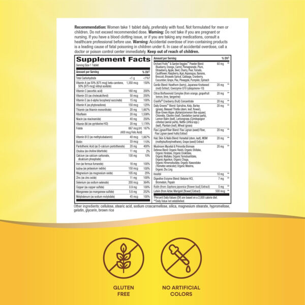 Nature's Way Alive! Women's Daily Ultra Multivitamin, High Potency Formula, Promotes Energy Metabolism and Muscle Function*, Women's Vitamins, Methylated Vitamin B12, 60 tablets