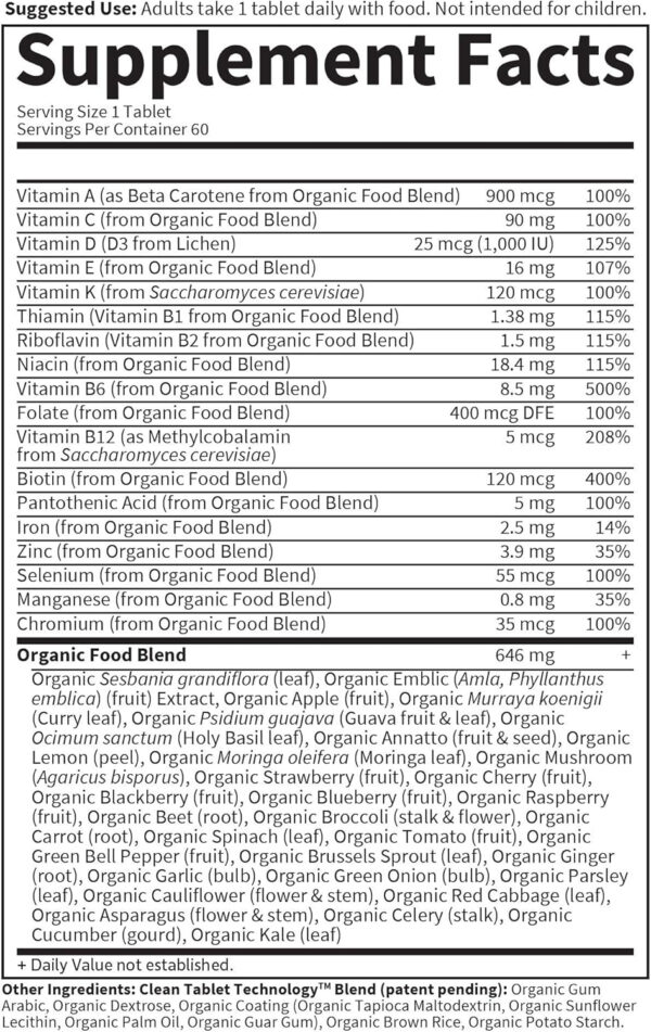 689489dd8c61a378936f887c430958201f48e224f2041900423cd.jpg Garden of Life Multivitamin for Women - Organics Women's Once Daily Multi - 60 Tablets, Whole Food Multi with Iron, Biotin, Vegan Organic Vitamin for Women's Health, Energy Hair Skin and Nails