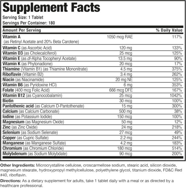 Bronson ONE Daily Women’s 50+ Complete Multivitamin Multimineral, 180 Tablets