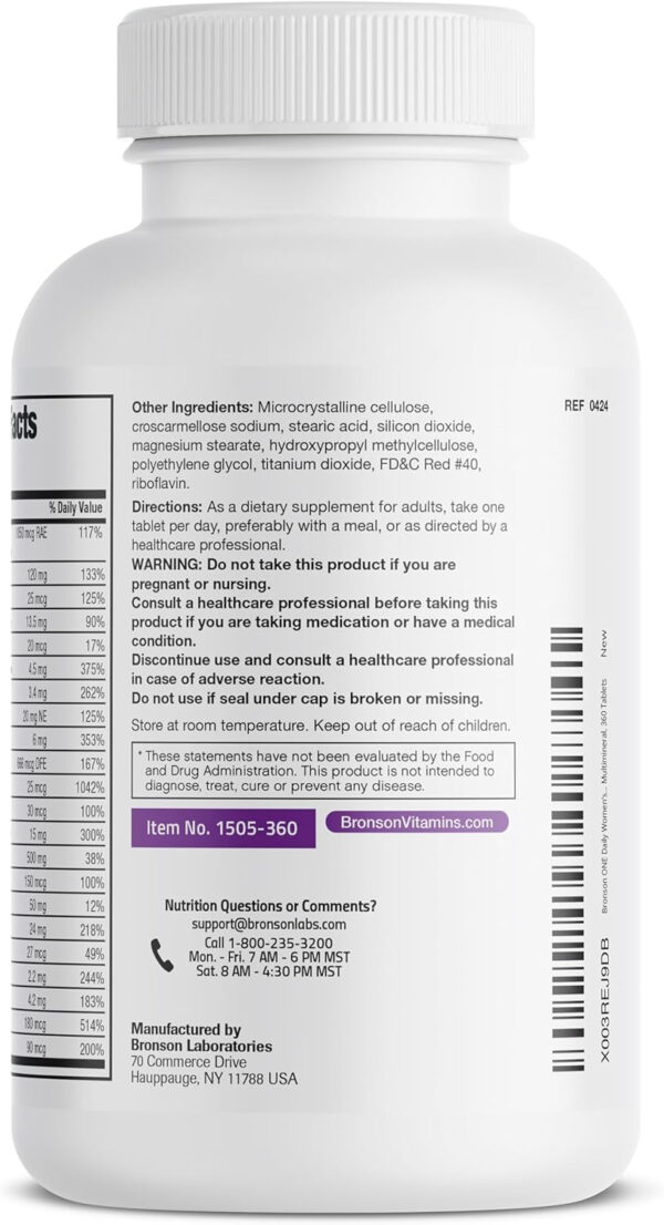 Bronson ONE Daily Women’s 50+ Complete Multivitamin Multimineral, 180 Tablets