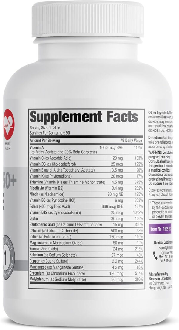 Bronson ONE Daily Women’s 50+ Complete Multivitamin Multimineral, 180 Tablets