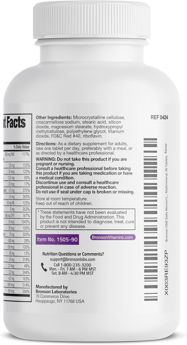 Bronson ONE Daily Women’s 50+ Complete Multivitamin Multimineral, 180 Tablets