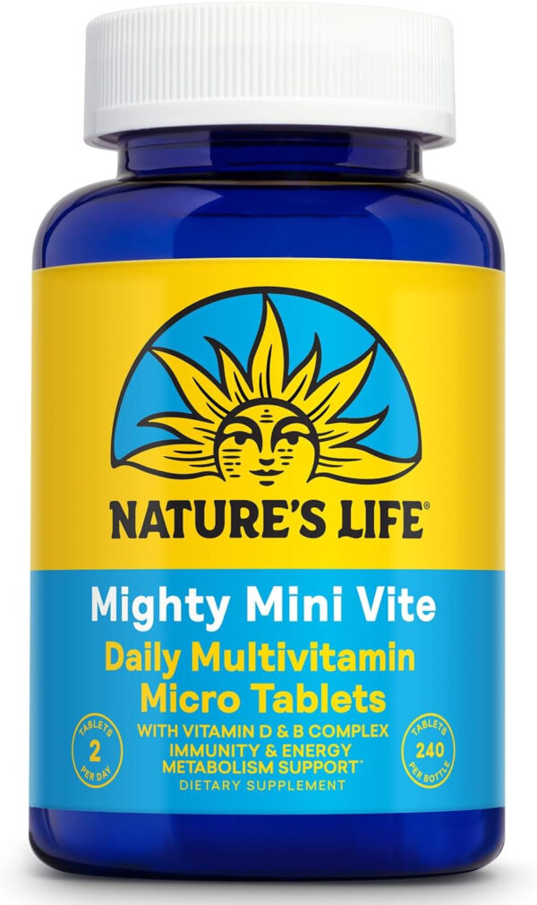 68948a4ee3c4409756b3d126cf567690b01ff402a787c43b244f7.jpg Nature's Life Mighty Mini Vite - Daily Multivitamin for Women and Men - Vitamin D and B Complex - Immunity and Energy Metabolism Support - Lab Verified - 120 Servings, 240 Micro Tablets
