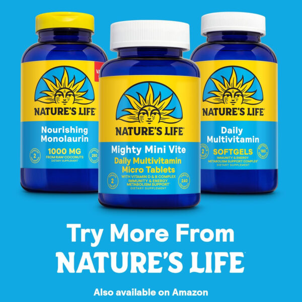 68948a5605b1cb855701c092a266cb19a3cb7fce9cf1cb44dd652.jpg Nature's Life Mighty Mini Vite - Daily Multivitamin for Women and Men - Vitamin D and B Complex - Immunity and Energy Metabolism Support - Lab Verified - 120 Servings, 240 Micro Tablets