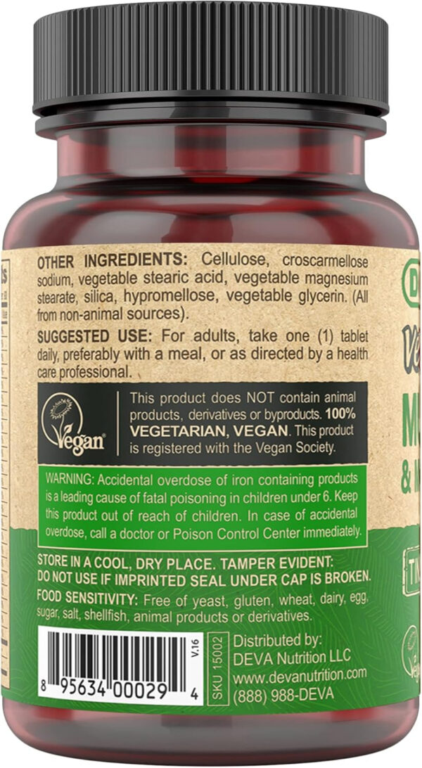 68948bd38d0188d039c5d2cff1adca931d25dc7f6b1494c8cd507.jpg DEVA Vegan Multivitamin for Women & Men with Iron, Vitamin C, E, B Complex Vitamins, Zinc, 90 Tiny Tablets