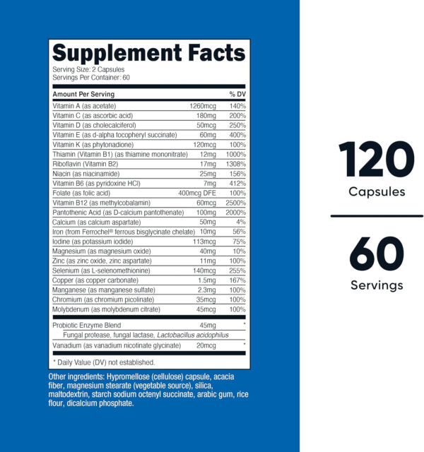 Nutricost Multivitamin with Probiotics 120 Vegetarian Capsules - Packed with Vitamins & Minerals