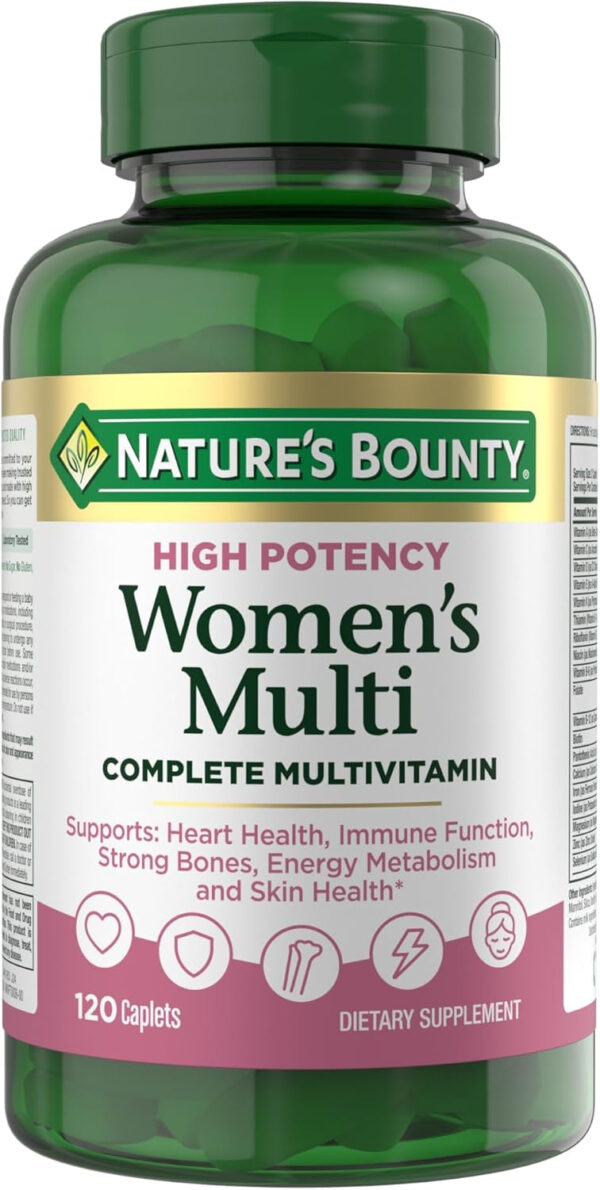 Nature's Bounty High Potency Women’s Complete Multivitamin, Daily Vitamin with Vitamin C, Supports Heart Health & Immune Function, Essential Nutrition for Women, 120 Caplets
