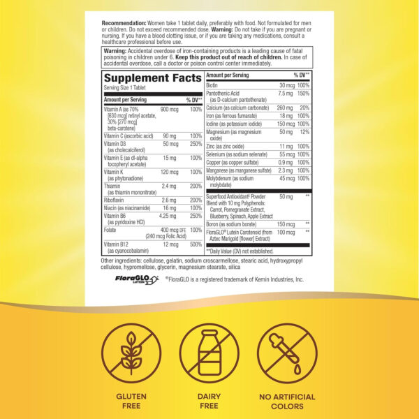 Nature's Way Alive! Daily Complete Multivitamin for Women, Supports Energy Metabolism, Hair, Skin & Nails*, B-Vitamins, Superfood Antioxidants, 50 Tablets (Packaging May Vary)